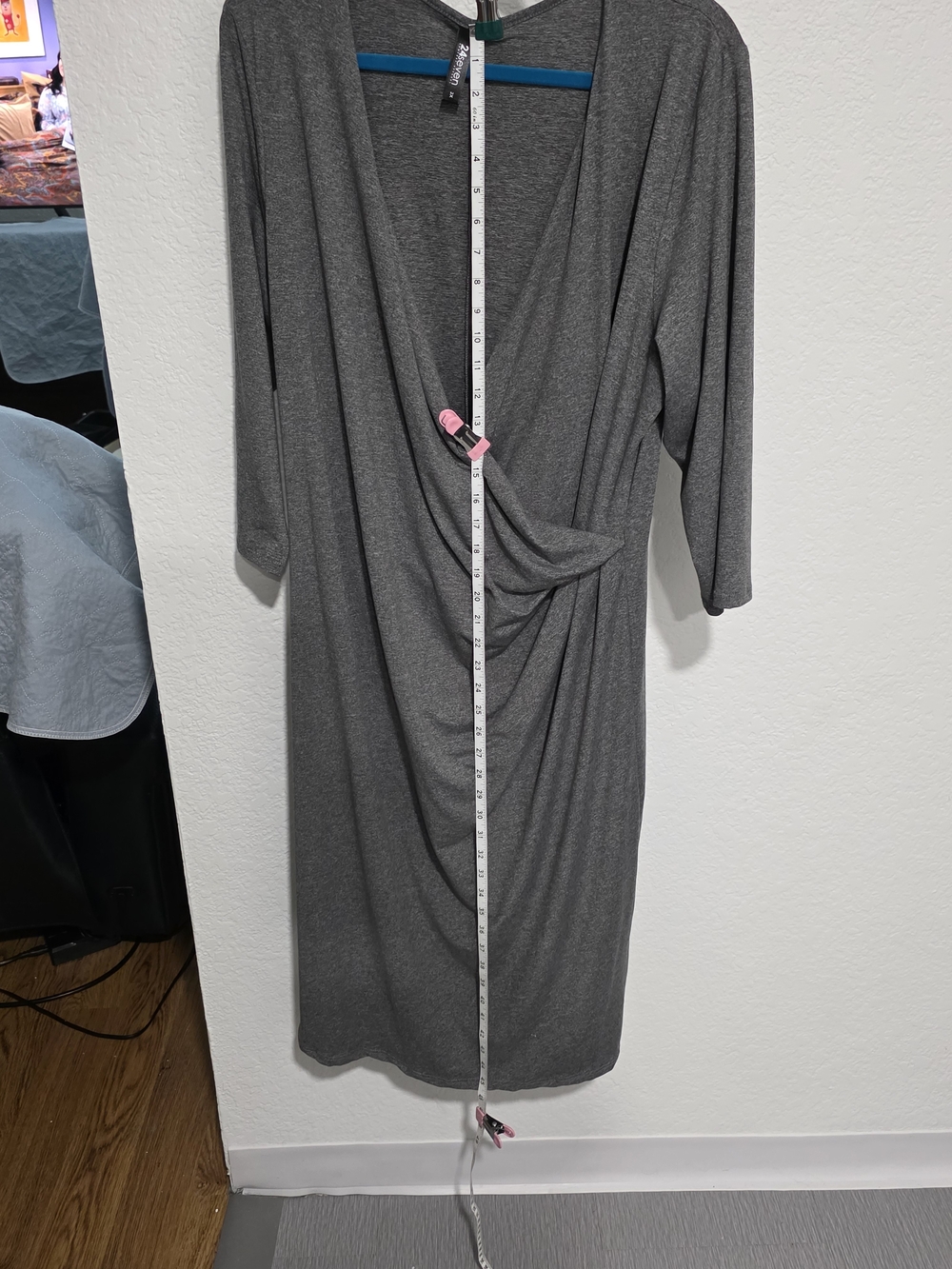 Gray Draped Midi Wrap Dress